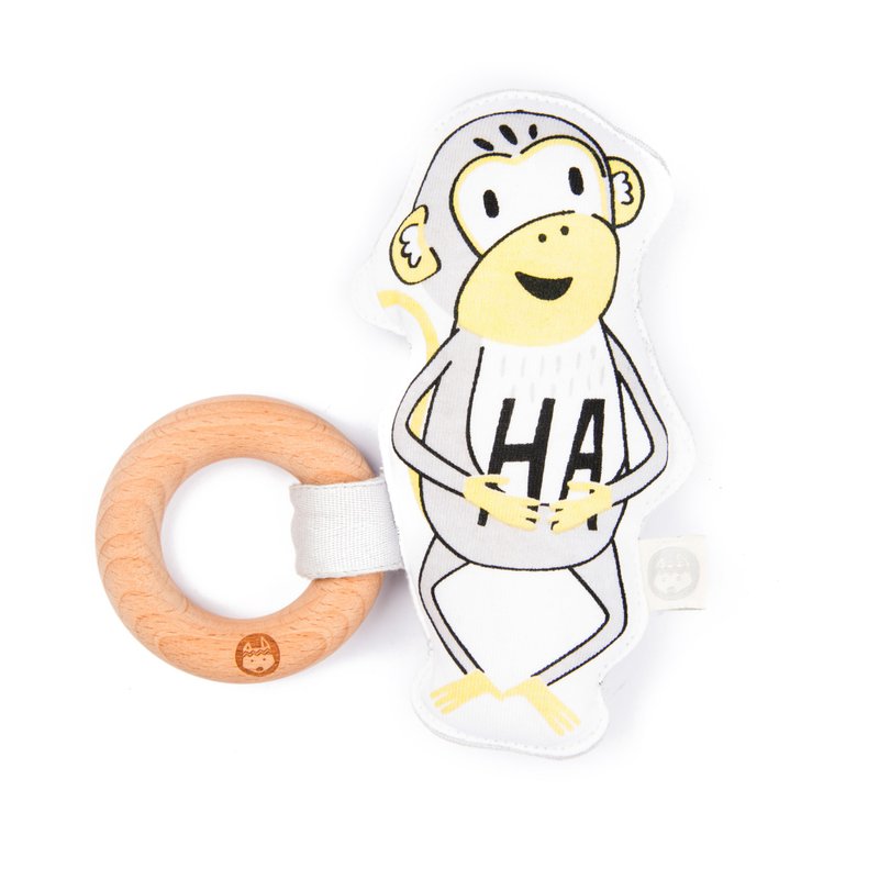 有机棉榉木固齿器-史利特小猴 - 玩具/玩偶 - 棉．麻 黄色