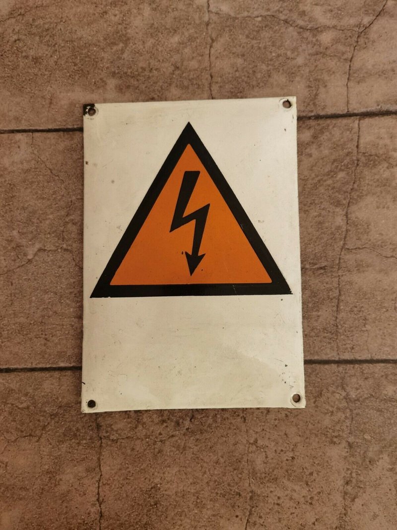 1970s Danger high voltage hazard - attention electrical safety, Czechoslovakia - 其他 - 其他金属 白色