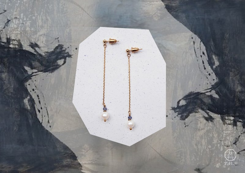 12月诞生石-lolite堇青石优雅小姐系列垂吊耳环 / 可夹式 - 耳环/耳夹 - 宝石 蓝色