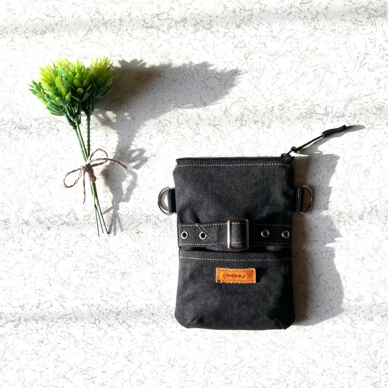 Smartphone belt pouch・black - 化妆包/杂物包 - 棉．麻 黑色