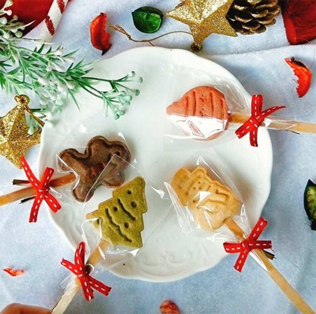【塔菓】圣诞节棒棒糖手工饼干(圣诞树/雪人/姜饼人/彩球) - 手工饼干 - 新鲜食材 红色