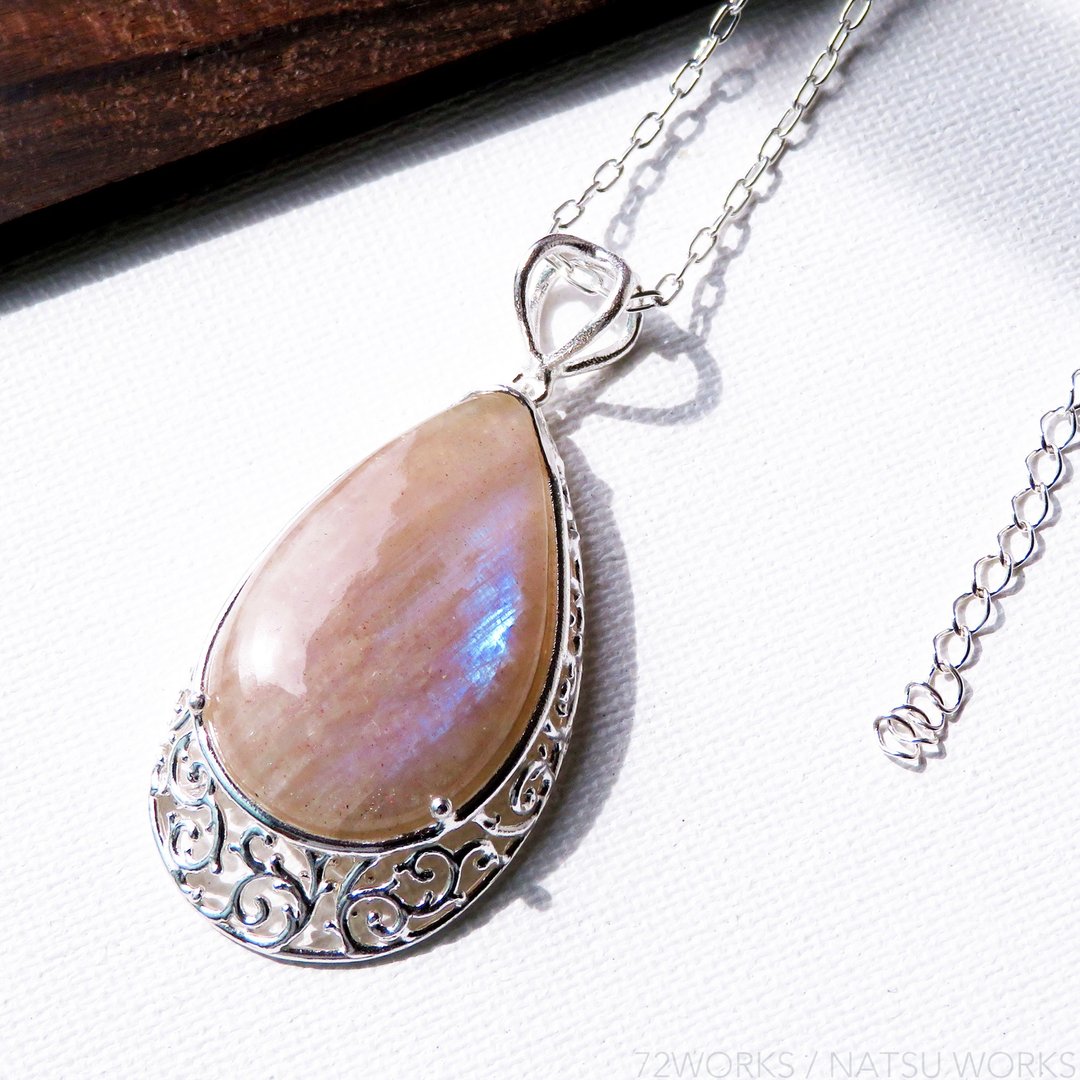 African Moonstone Necklace - 项链 - 宝石 白色