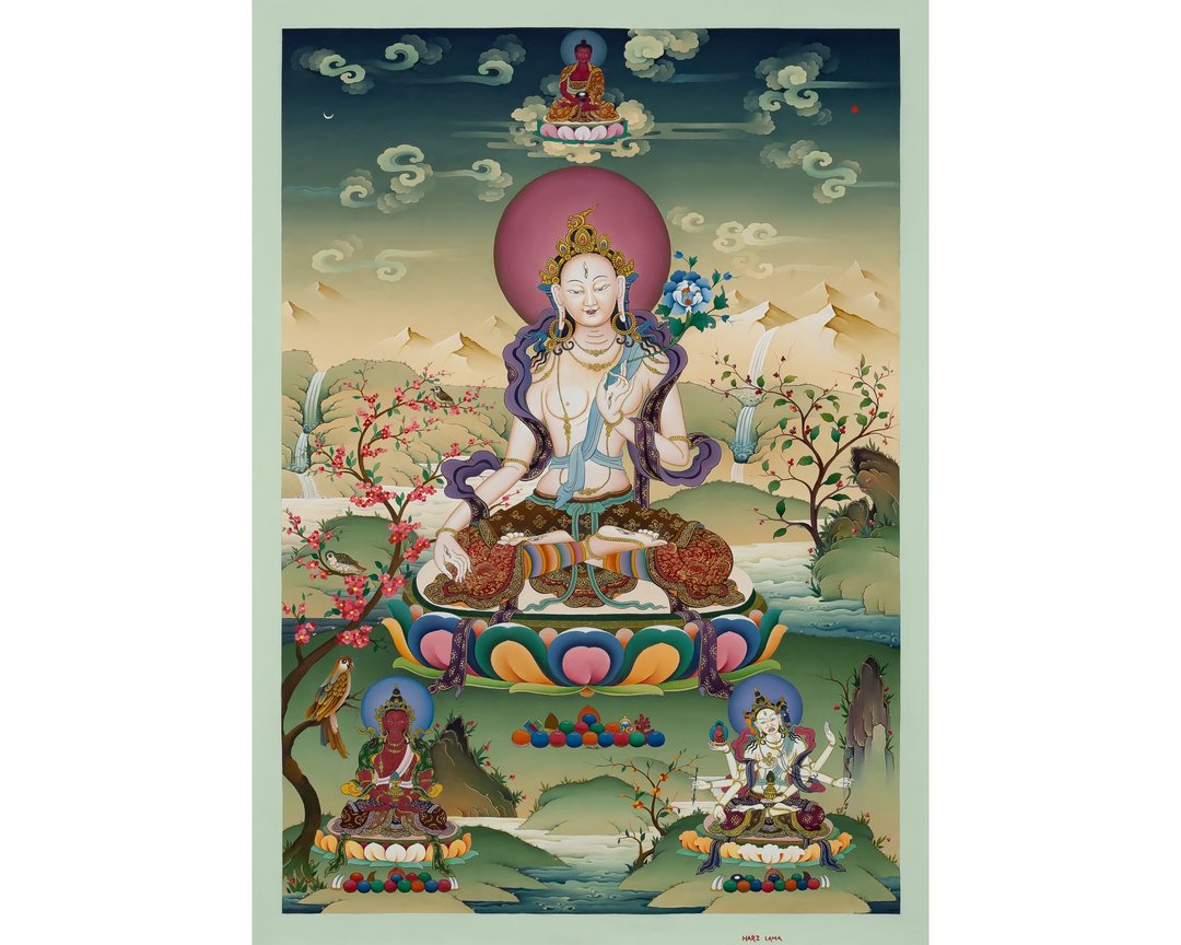 卡玛嘎赤风格白度母——传统藏传唐卡艺术 - 墙贴/壁贴 - 其他材质 多色
