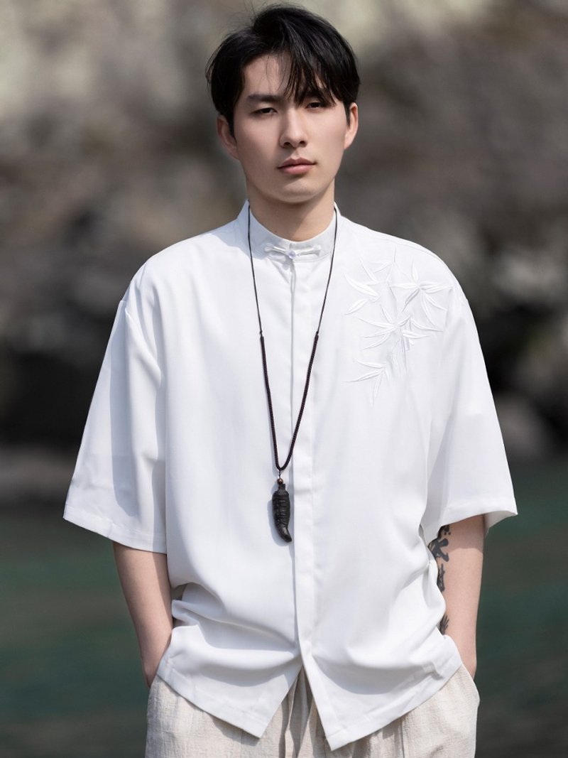 新中式复古 刺绣短袖衬衫 中国风唐装 - 男装衬衫 - 其他材质 多色