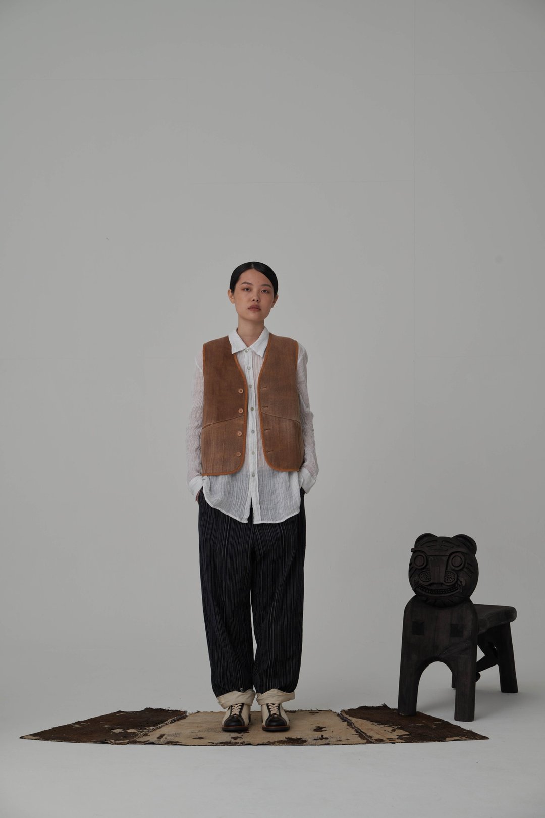 柿染擦儿瓦马甲 - 女装上衣 - 羊毛 