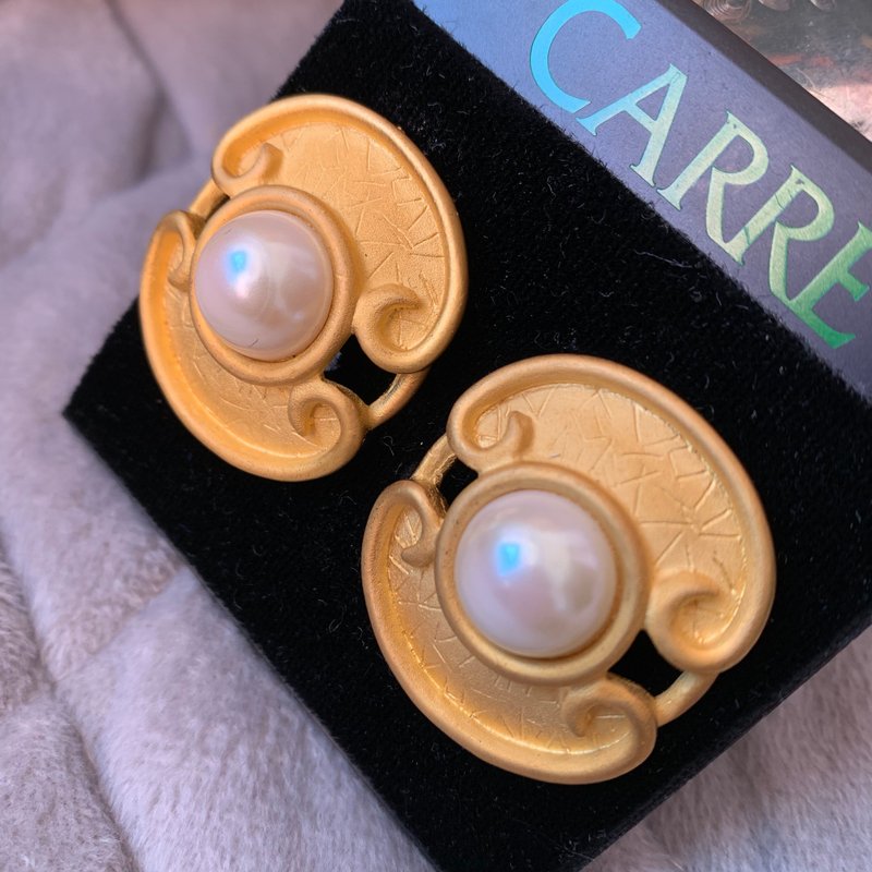 Vintage  法国小众品牌CARRE大耳夹 - 耳环/耳夹 - 其他金属 金色