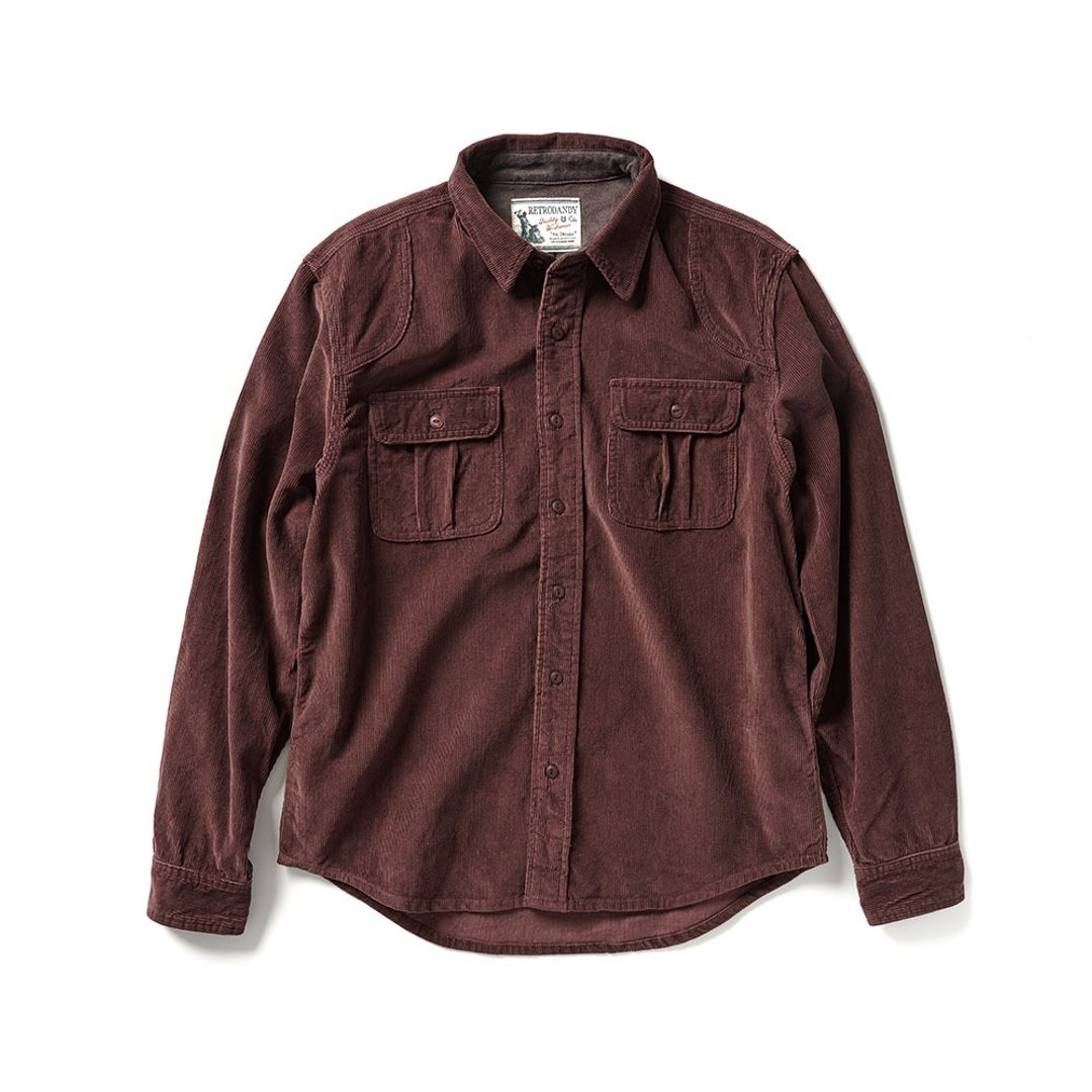Corduroy Work Shirt - 猪肝色 Marsala - 男装衬衫 - 棉 
