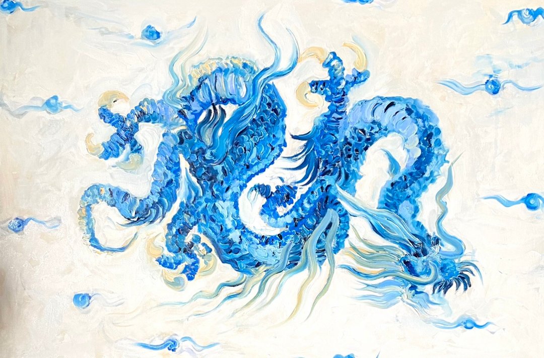 蓝龙原创油画布面室内艺术墙壁装饰大画布抽象艺术 - 墙贴/壁贴 - 其他材质 蓝色