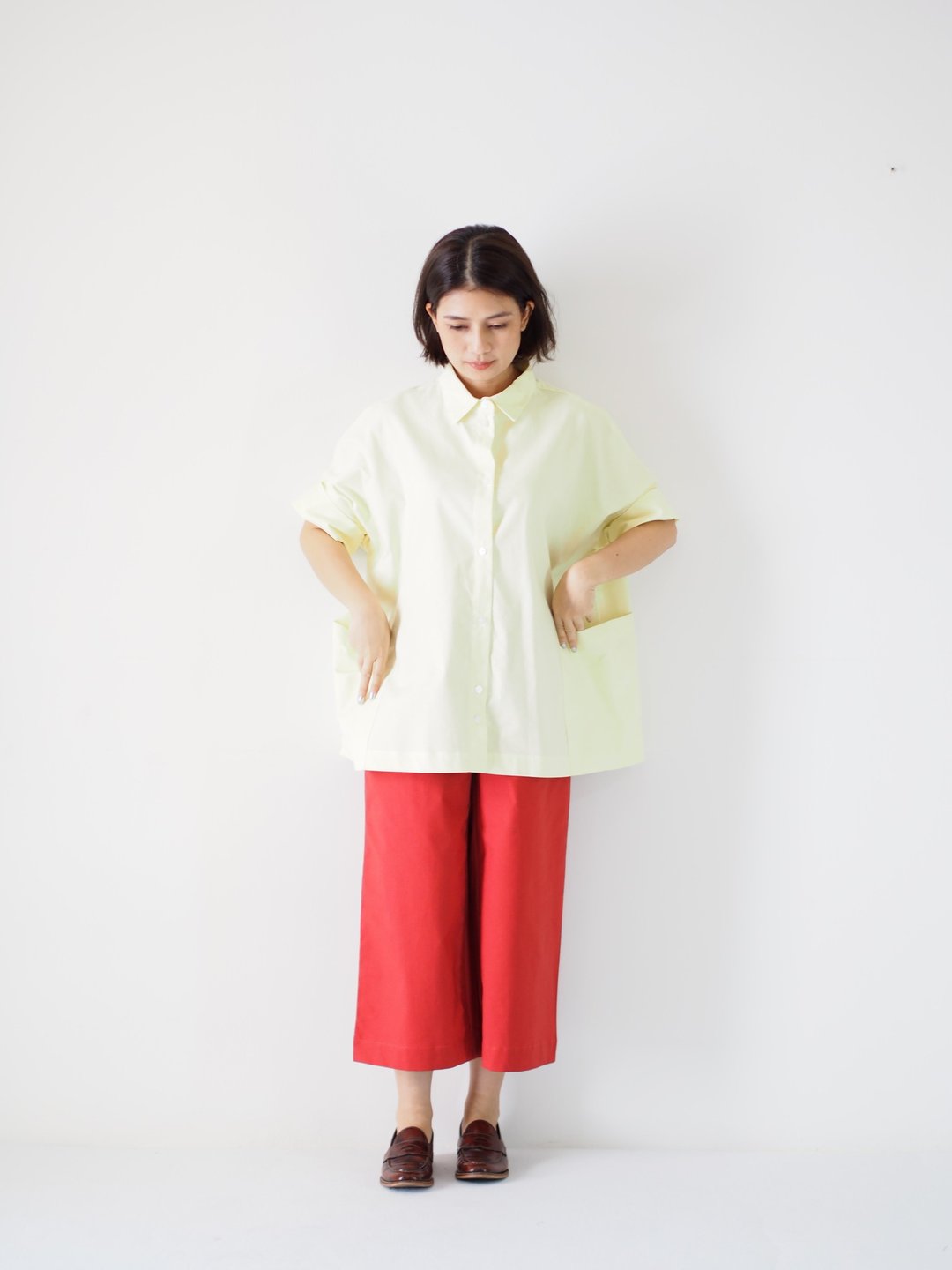 ManiBleu Loose Straight Pants - Burnt Orange - 男士长裤 - 棉 红色