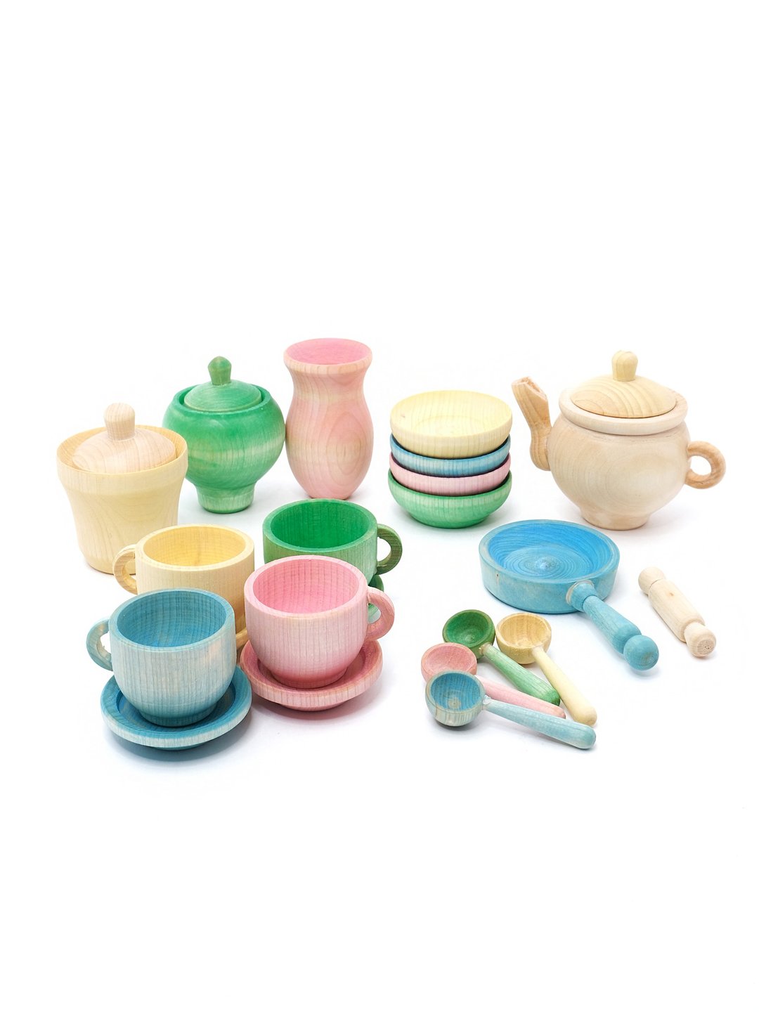 幼儿木制茶具 木制玩具 儿童感官玩具 游戏厨房 - 玩具/玩偶 - 木头 多色