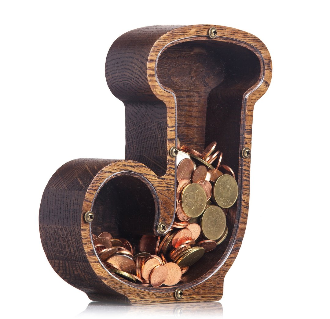 Personalized baby shower gift Wood piggy bank LETTER Custom first birthday gift - 储蓄罐 - 木头 