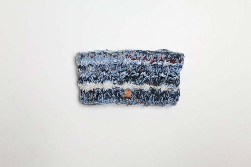 极暖/蓝白杂线配色麻花纯羊毛线手工编织保暖绒毛防风发带运动头 - 发饰 - 羊毛 蓝色