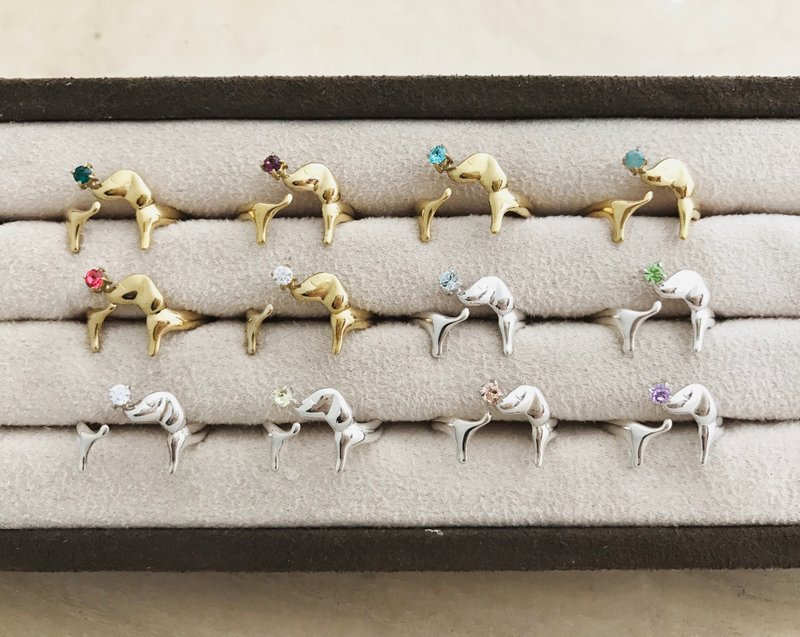 【金夏琳 · 饰品】 追着尾巴的腊肠 戒指 -- 大头含钻黄铜版，1+1礼盒8折。闺蜜姐妹一起拥有 - 戒指 - 其他金属 