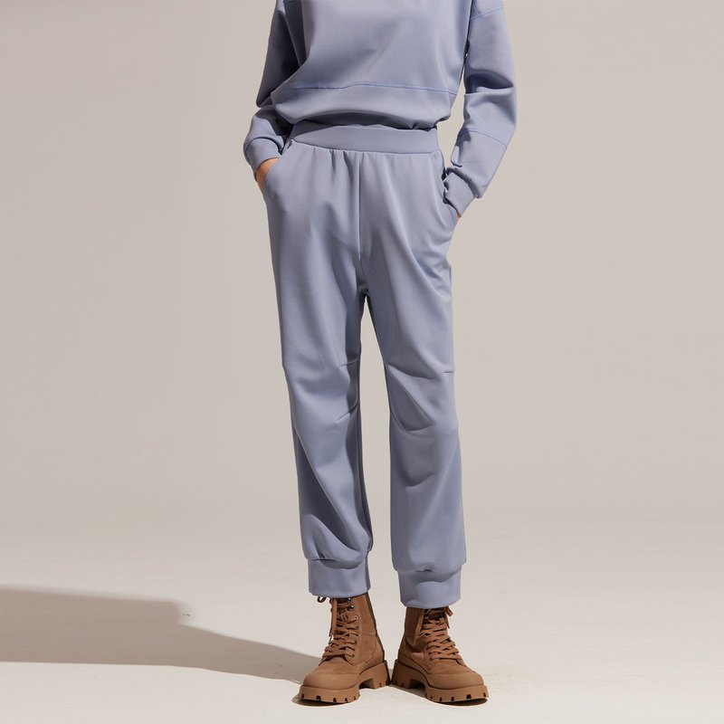 REBOOT动能-棉柔茧型缩口八分裤-暴风雨蓝 - 女装长裤 - 聚酯纤维 蓝色