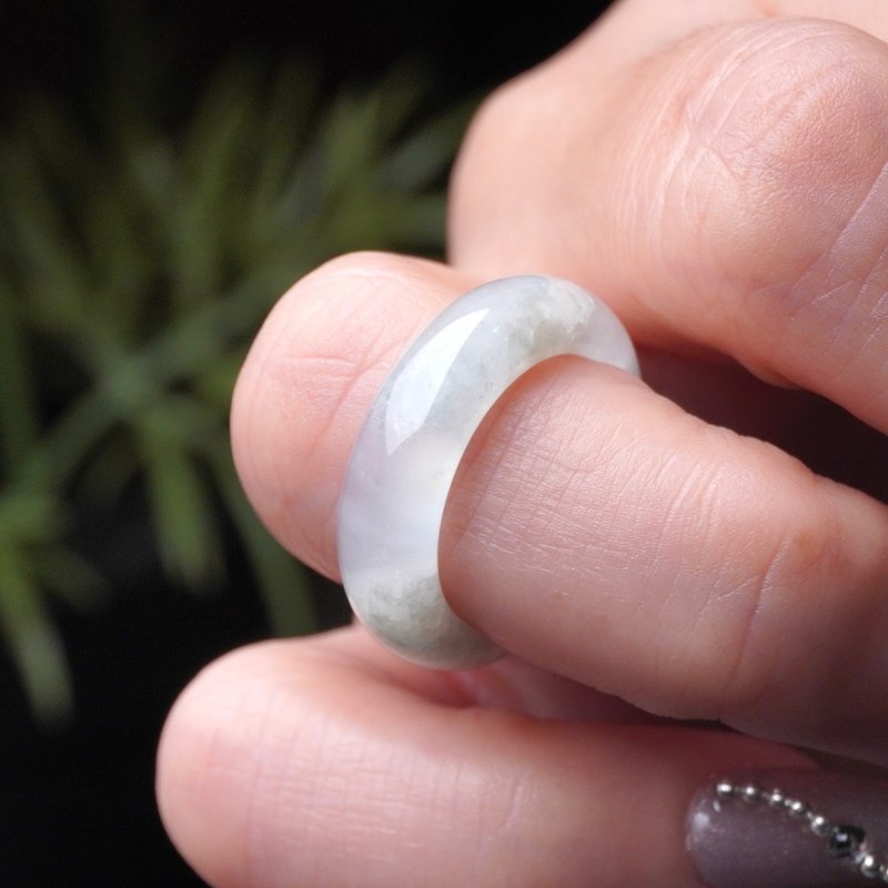 冰种翡翠戒指戒圈 | 国际10围 | 天然缅甸玉翡翠A货 | 送礼 - 戒指 - 玉石 透明