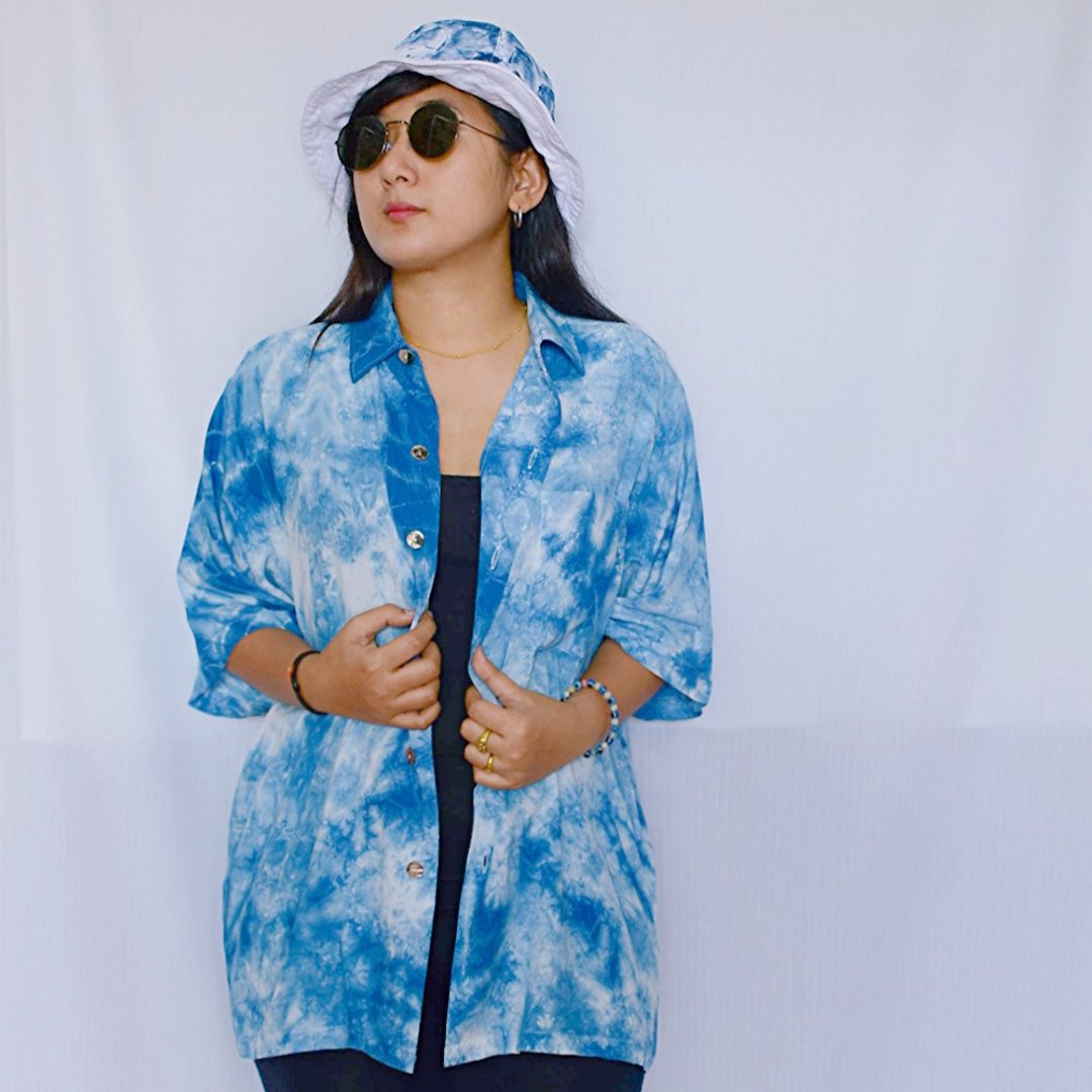 Indigo Shirt Oversize - HOMRAK - 男装衬衫 - 棉 