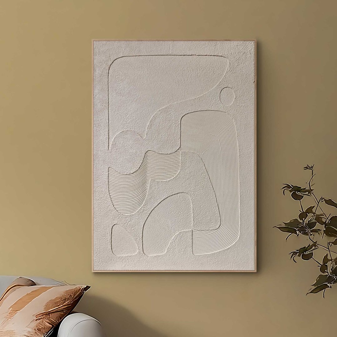 米色纹理抽象画|纹理画 | 米色墙艺术 |湾 4 - 墙贴/壁贴 - 棉．麻 咖啡色