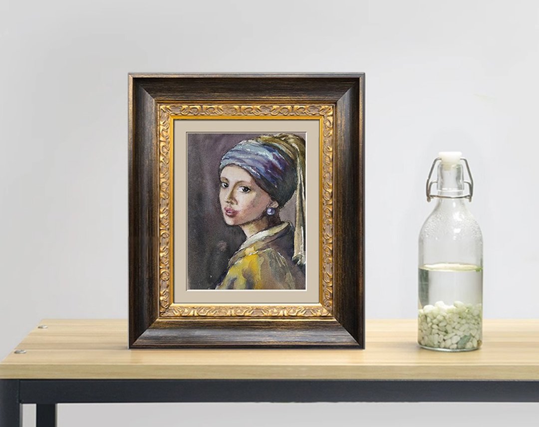珍珠少女 | 疗愈水彩系列 水彩原画 【非卖品 纯欣赏】 - 海报/装饰画/版画 - 纸 白色