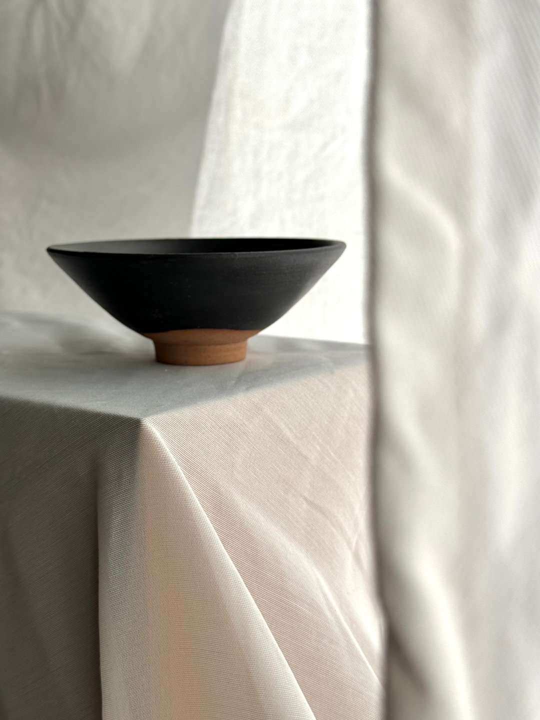 40031-雾黑釉陶碗 w11xh4.5cm Black matte glazed pottery bowl - 碗 - 陶 