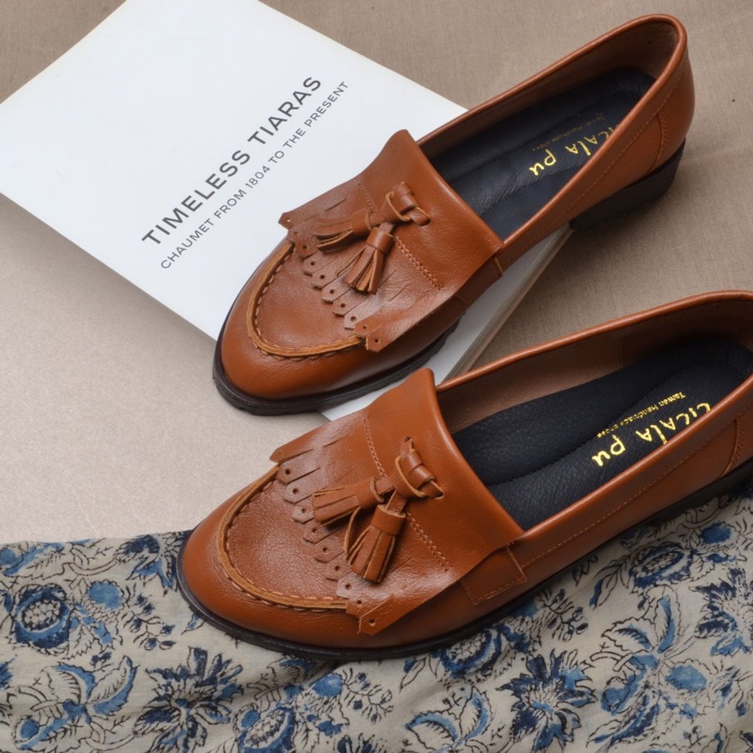 2712 英伦流苏乐福鞋 Loafers 复古棕咖 - 女款牛津鞋/乐福鞋 - 真皮 咖啡色