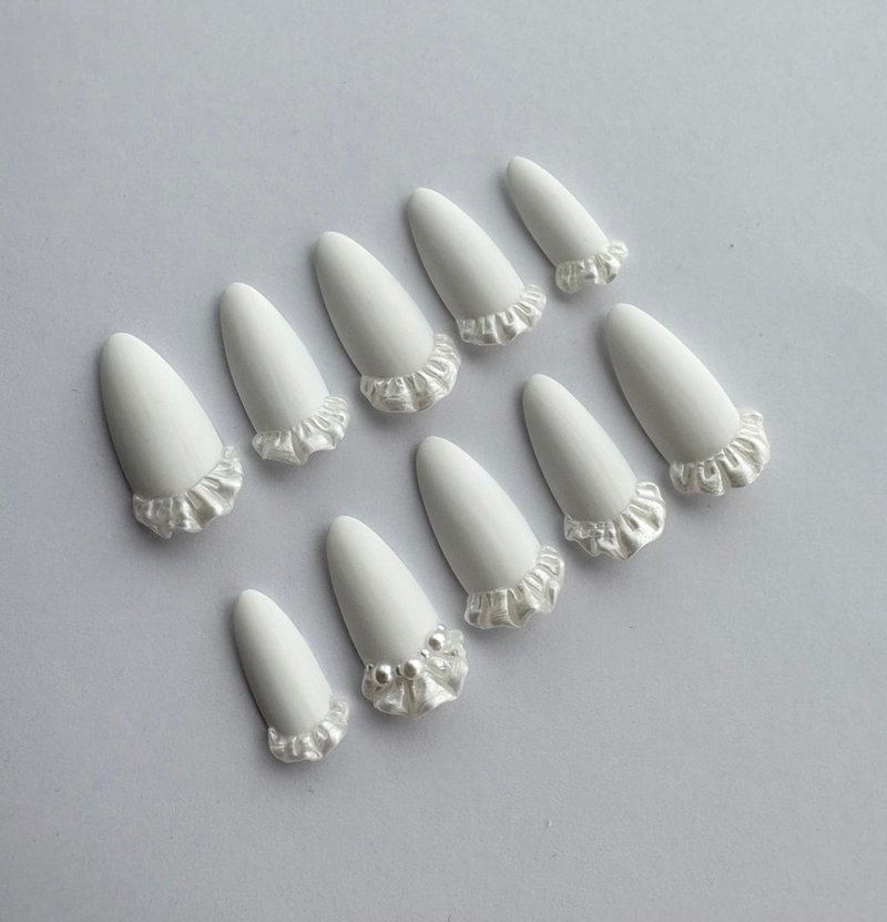 纯洁荷叶边 × 珍珠美甲 - 其他 - 塑料 白色