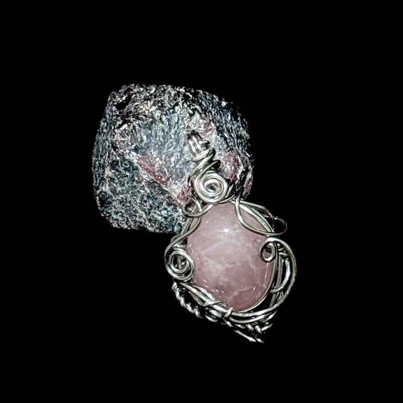 【Sweet Dream】 金属编织 粉晶项链 - 项链 - 水晶 粉红色