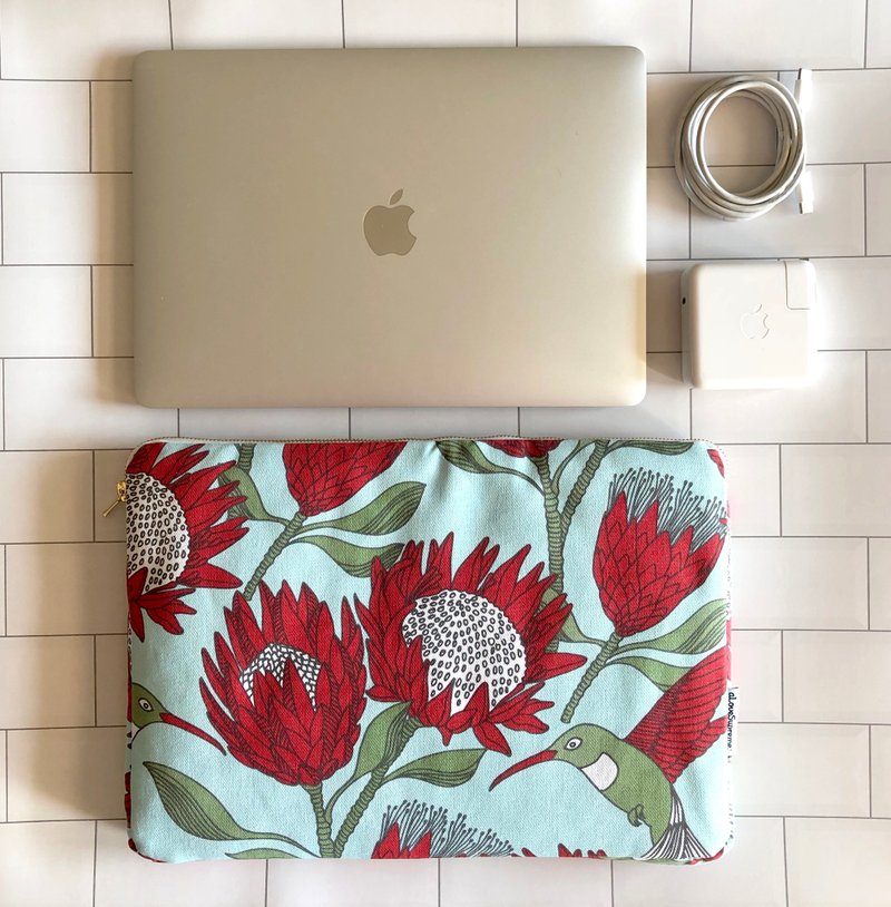 aLoveSupreme / 南非文青手绘电脑保护套_天空蓝帝王花 - 电脑包 - 棉．麻 