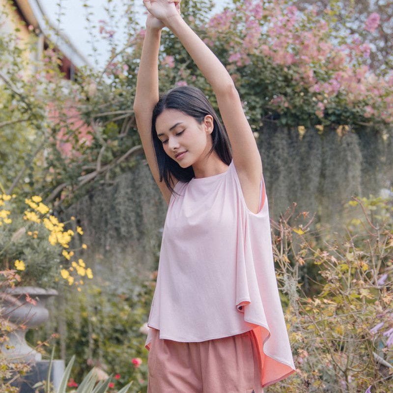 【MACACA】山茶花罩衫 - BIE1554 浅粉 - 女装运动衣 - 棉．麻 粉红色