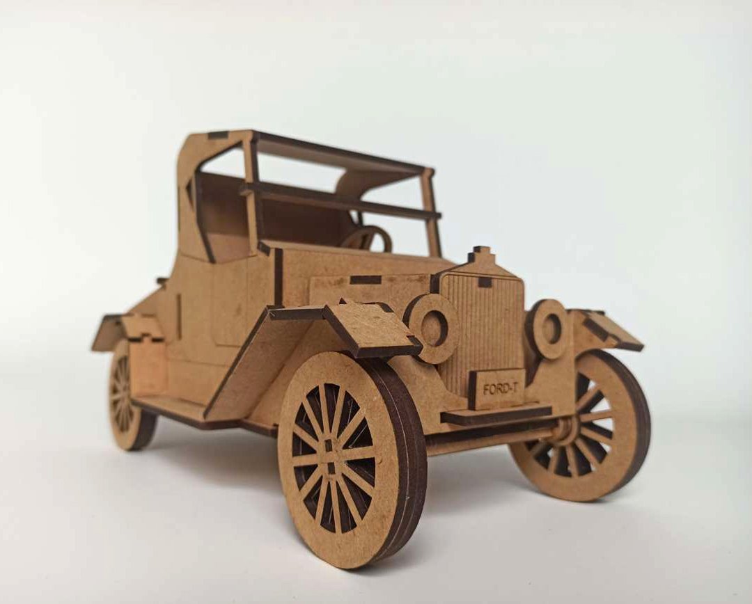 【福袋】文创商品/【福特 T -复古车】摄影道具。古董车.缩小版 - 摆饰 - 木头 卡其色