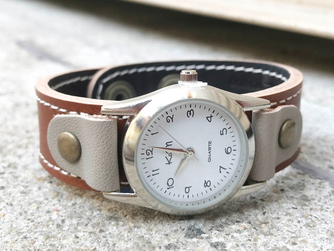 STITCH A watch that you want to wear every day Stitch Run Watch Unisex OK SRW-BKH-WA - 女表 - 真皮 咖啡色
