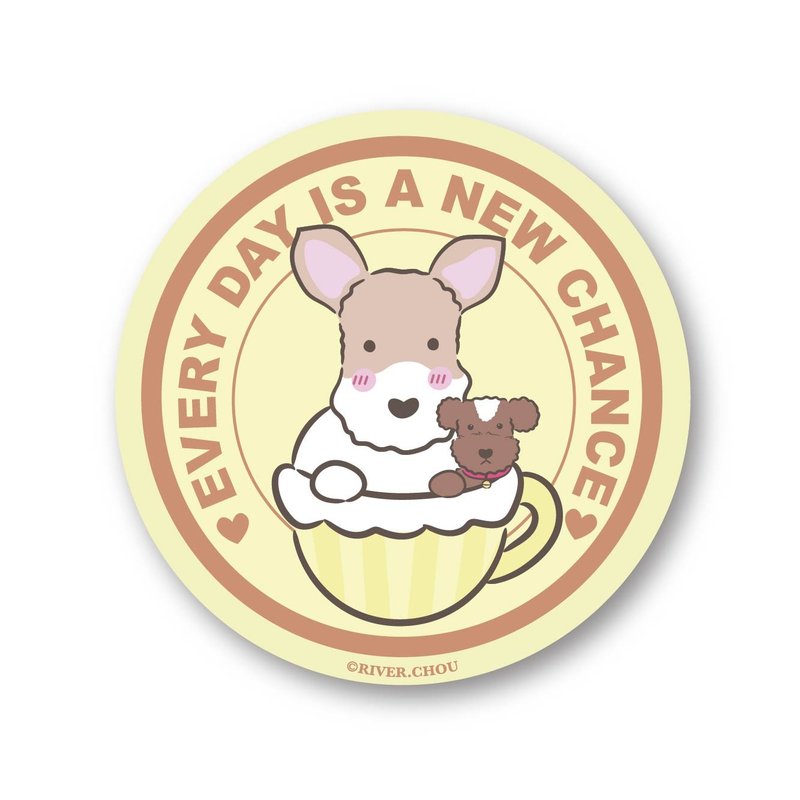 Wirefoxterrier 刚毛猎狐梗 纸贴纸-圆型机会 - 贴纸 - 纸 黄色