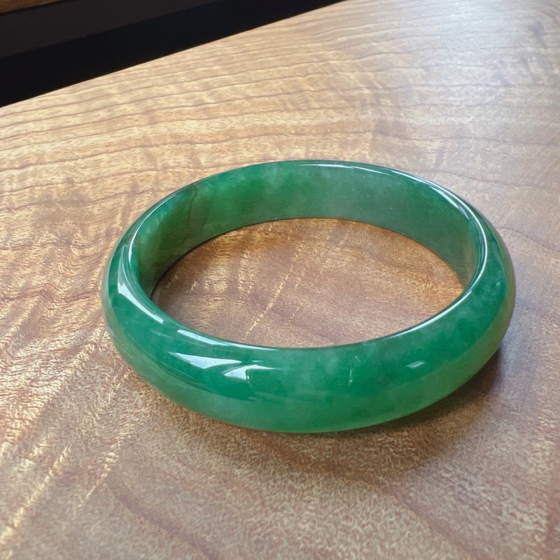 冰种老坑绿翡翠手镯 | 18.5围 | 天然缅甸玉翡翠A货 | 送礼 - 手链/手环 - 玉石 绿色