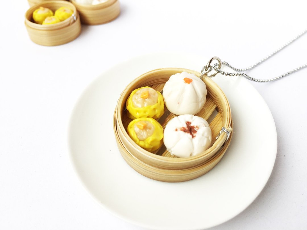 Dimsum necklace - 项链 - 粘土 黄色