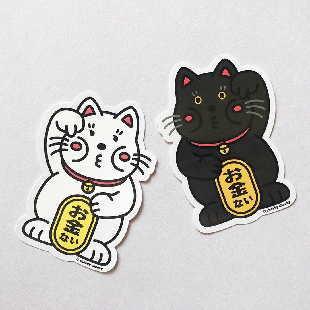 cheeky cheeky 厚面子 日本吉祥物 招财猫 PVC防水贴纸  行李箱 - 贴纸 - 纸 白色