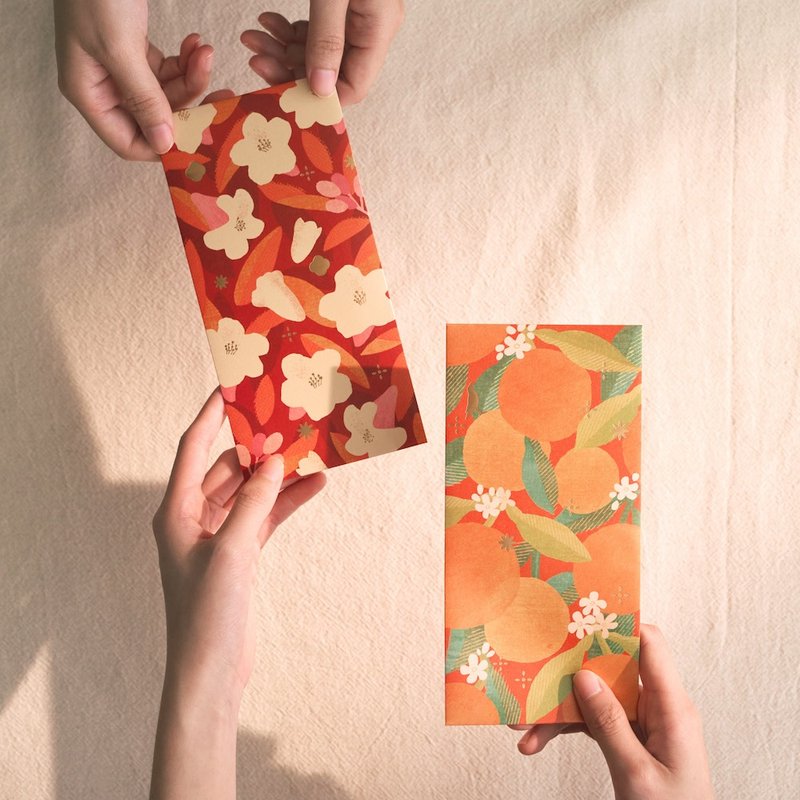 2025蛇年万用红包袋6入组/杂花/桔祥如意新年红包 - 其他 - 纸 红色