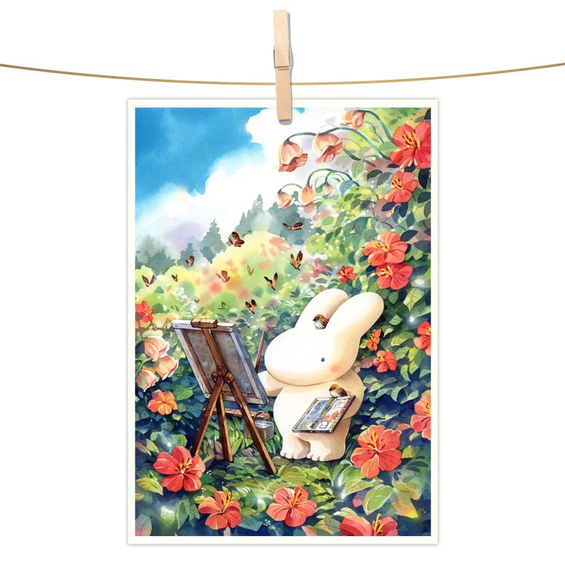 afu水彩插画明信片 - 花间画笔 - 卡片/明信片 - 纸 