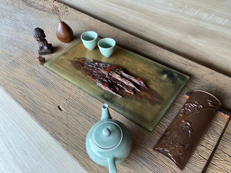 HO MOOD 解構系列—手作 原木仿石 茶盤 - 杯垫 - 木头 咖啡色