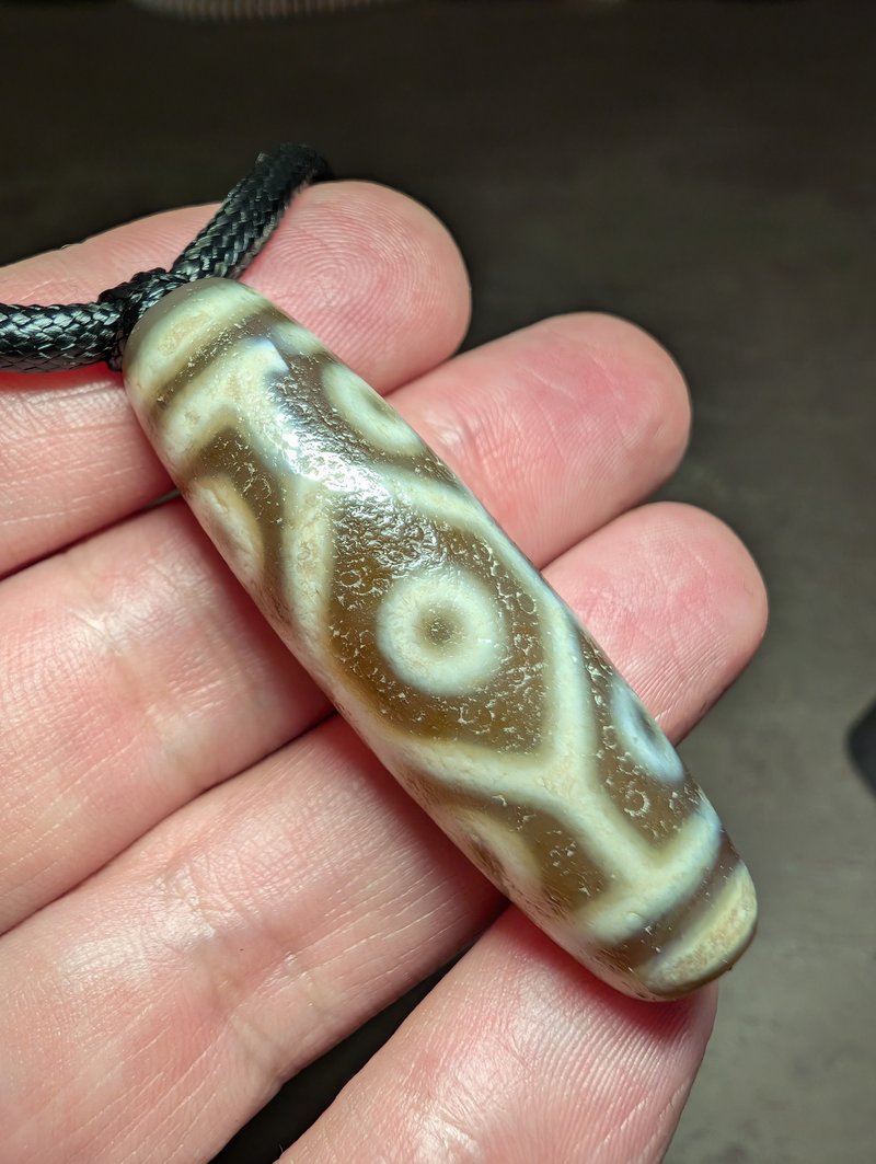 九眼天珠吊坠天然藏式玛瑙寓意吉祥长寿龟甲纹 - 项链 - 宝石 咖啡色