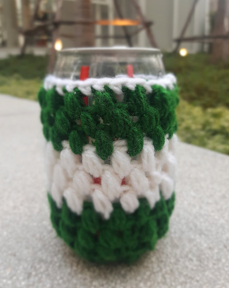cover can green and white yarn crochet handmade - 其他 - 其他材质 绿色
