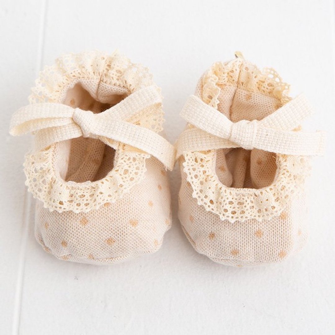 Y-1337 100% Organic Cotton Ceremony Shoes Dot Pattern Size 11cm Made in Japan - 婴儿鞋 - 棉 