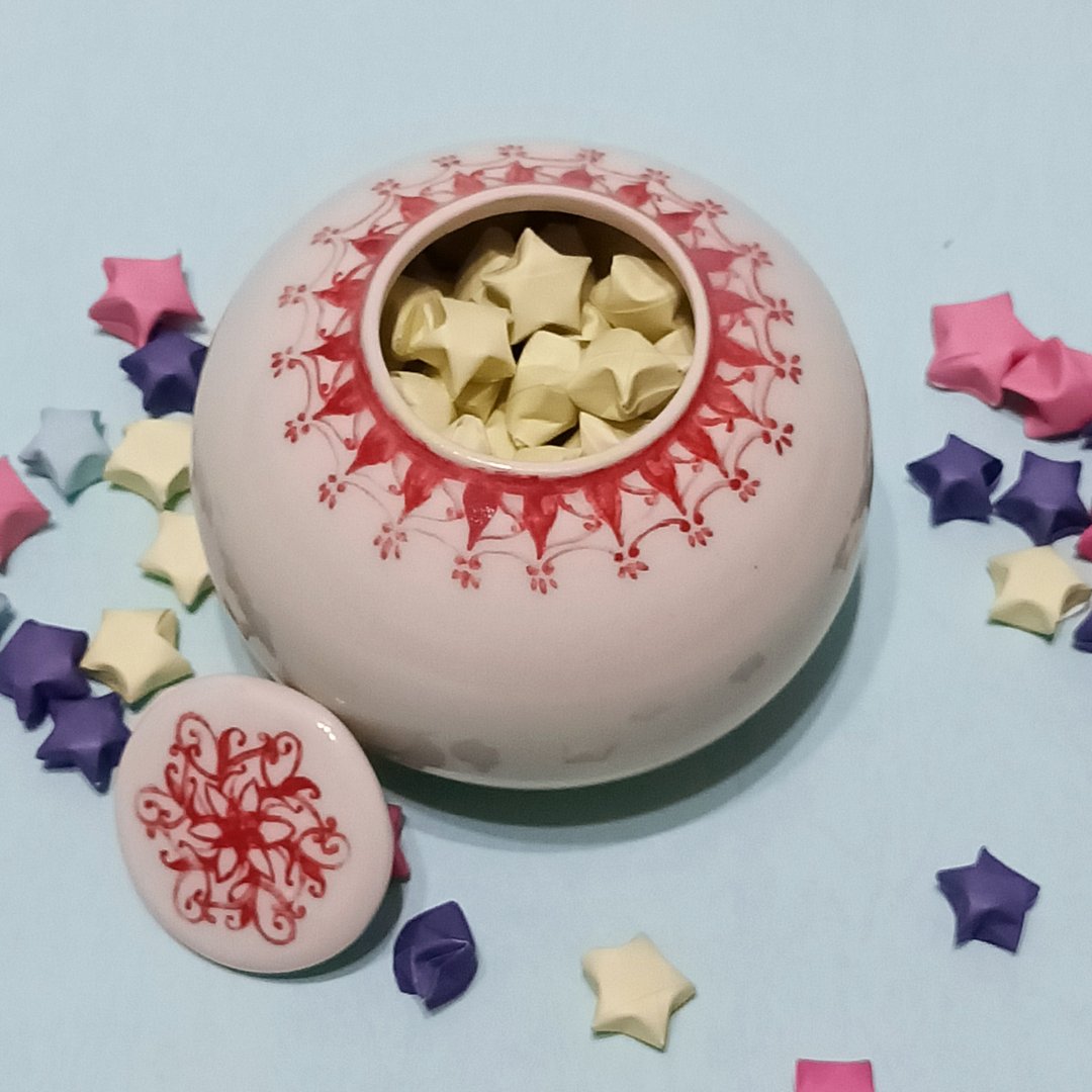 福利品折扣出清-手绘缠绕画釉下彩瓷罐【调味罐/饼干罐/北欧风】 - 调味罐/酱料瓶 - 瓷 红色