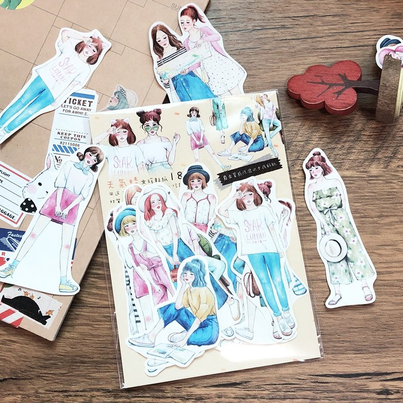 天气晴 女孩贴纸组 18枚入 - 贴纸 - 纸 