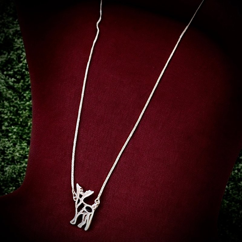 C&W 剪纸造型设计小麋鹿个性风格锁骨链项链 - 项链 - 纯银 银色