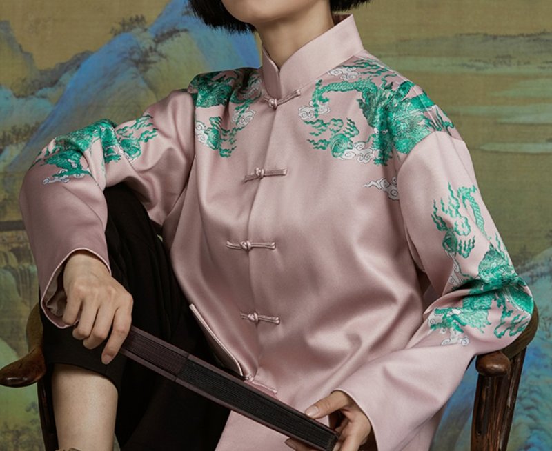【龙翼】新中式复古 立领改良唐装 - 女装上衣 - 其他材质 粉红色