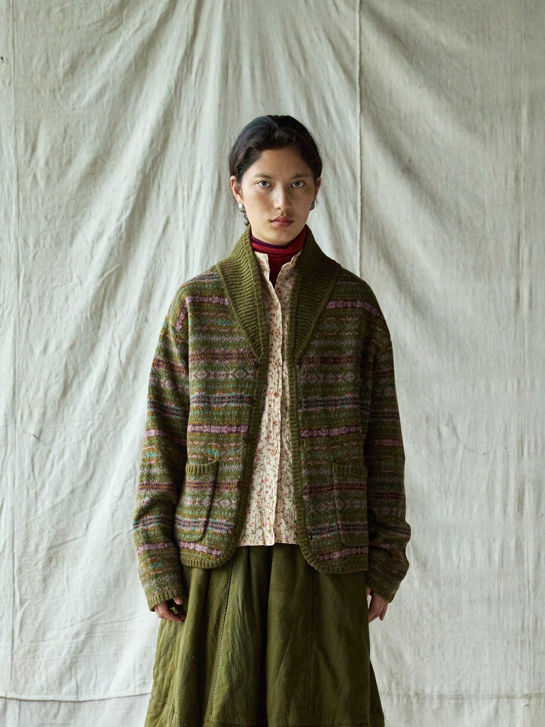 复古文青 / 羊毛混纺针织开衫 / 毛衣外套 - 女装针织衫/毛衣 - 其他材质 多色