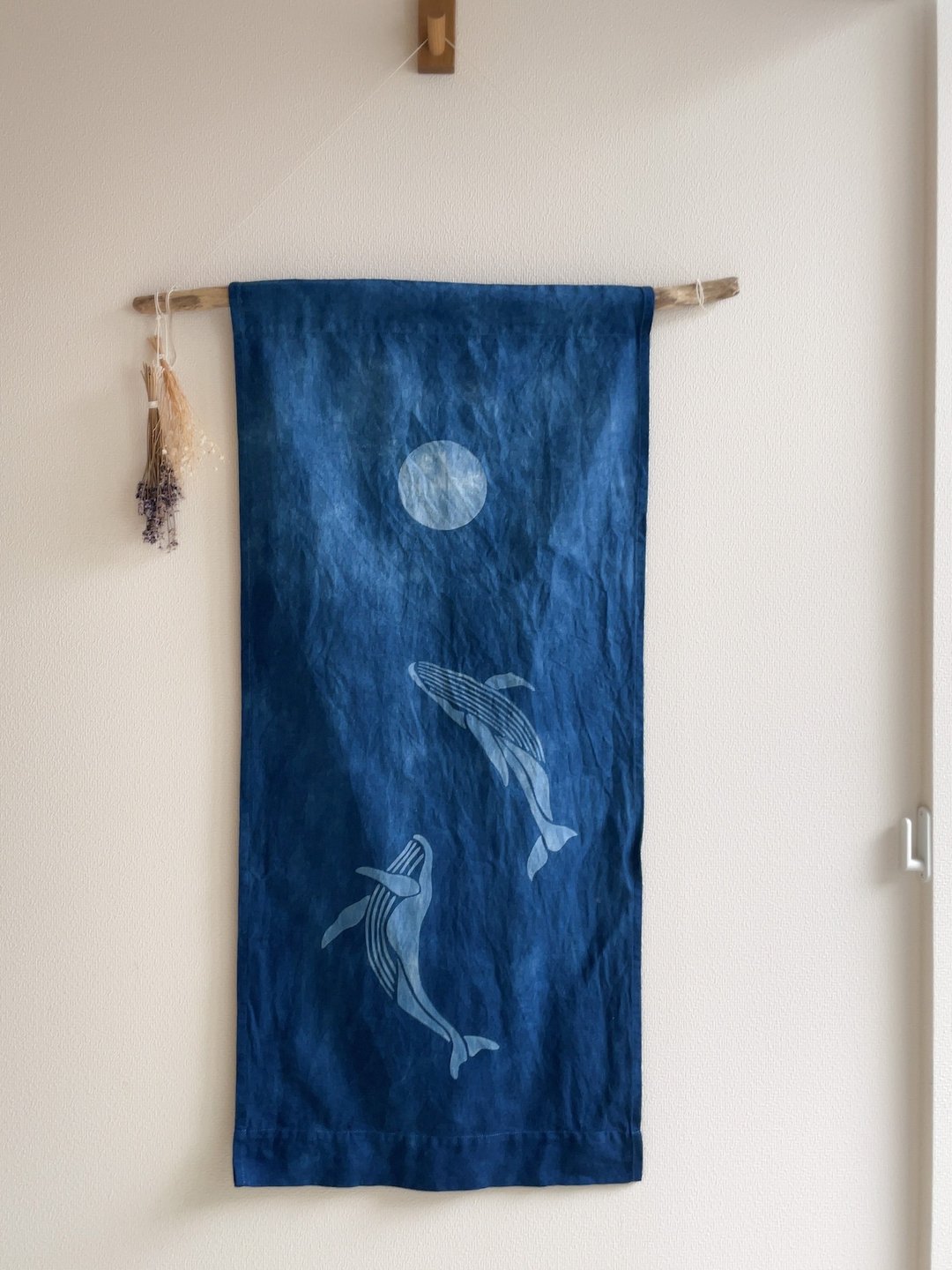 Made in Japan FULL MOON Whale Moon Whale Ocean JAPANBLUE Tapestry Aizome Aizen Relaxed, peace of mind - 其他 - 棉 蓝色
