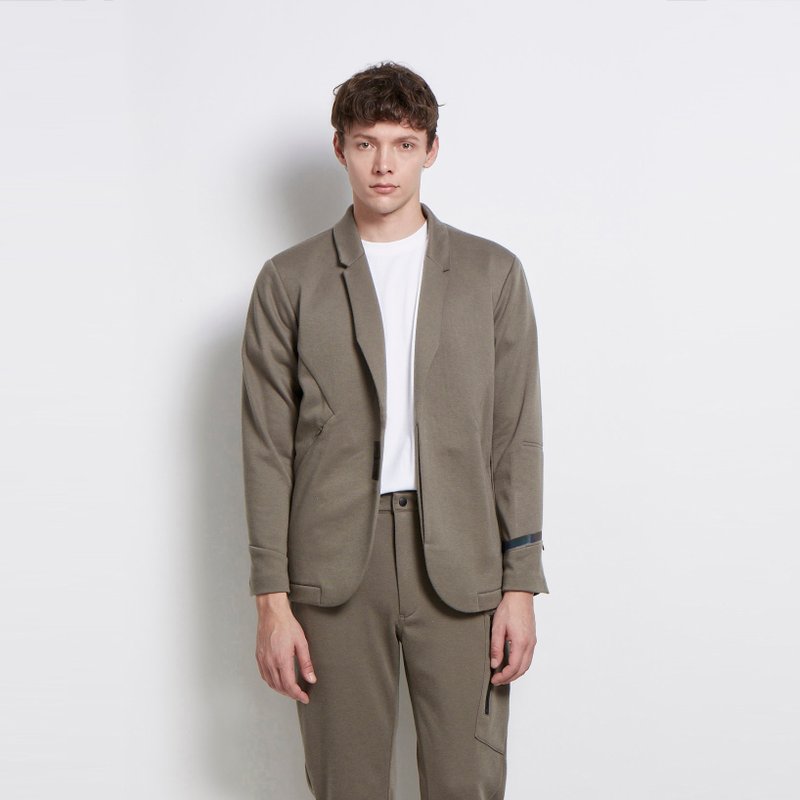 【保暖过冬】疾风 - 暖感反光休闲西装 - 墨绿 - 男装外套 - 其他材质 绿色