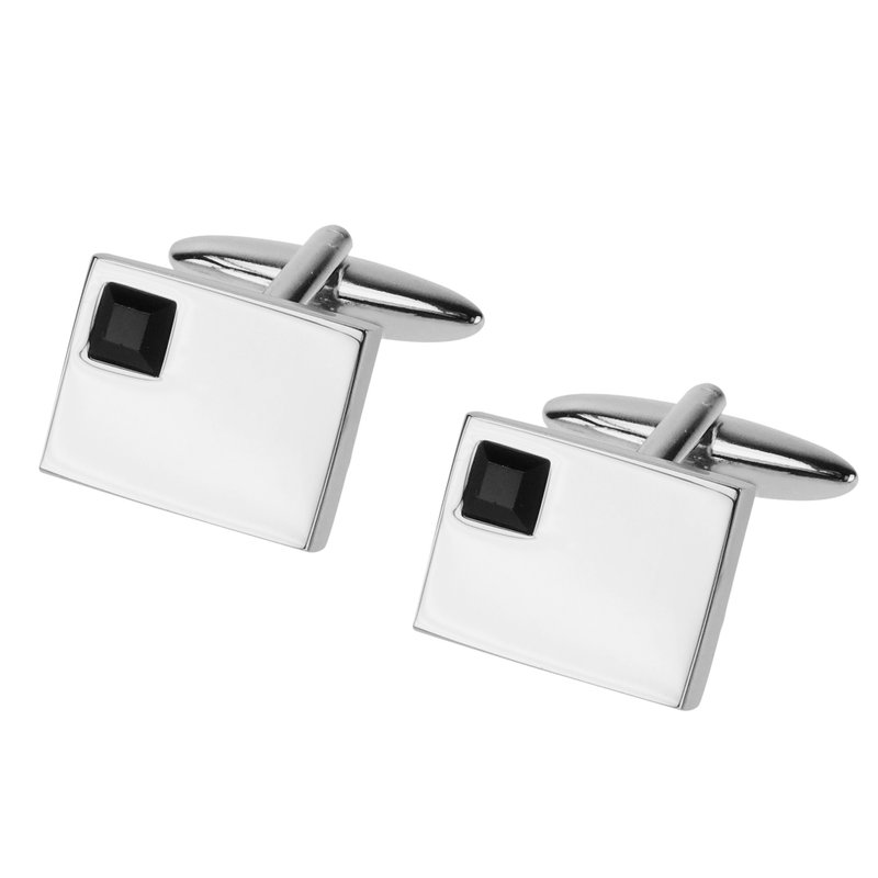 简约黑色施华洛世奇水钻袖扣 - 袖扣 - 其他金属 黑色