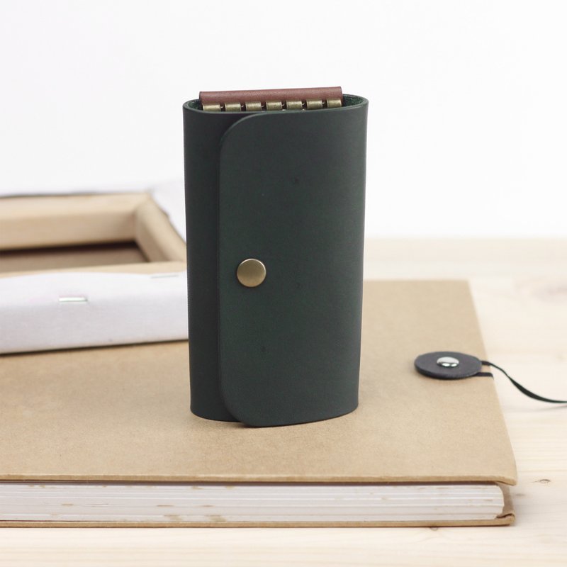 6孔皮革钥匙包/钥匙圈 -- 森林绿 - 钥匙链/钥匙包 - 真皮 绿色