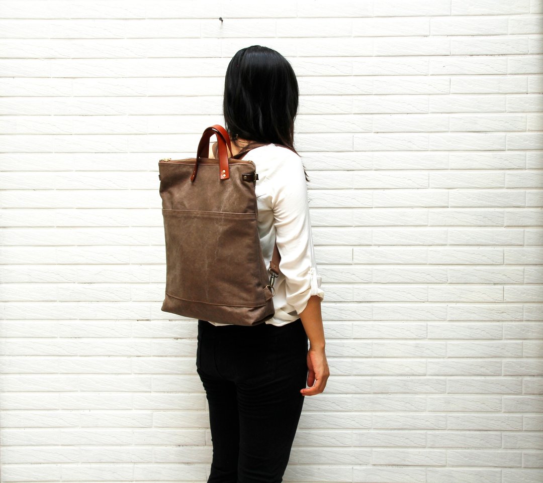 2way tote bag backpack bag 两用背包 侧背包 15寸电脑袋 后背包 - 电脑包 - 防水材质 咖啡色